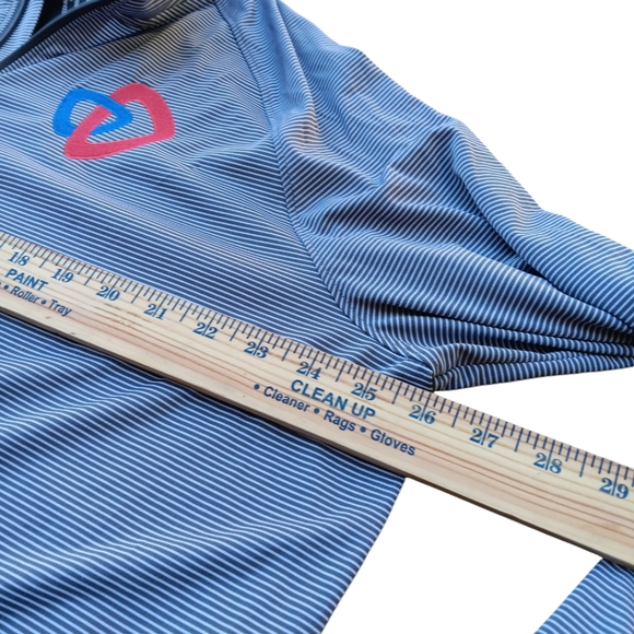 UNDER ARMOUR MEN'S XXL BLUE AND WHITE LONG SLEEVE MOCK COLLAR ZIP COLLAR SHIRT. - Picture 7 of 8